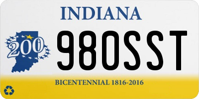 IN license plate 980SST