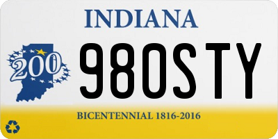 IN license plate 980STY
