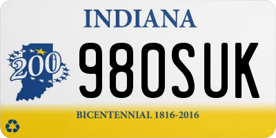 IN license plate 980SUK