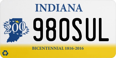 IN license plate 980SUL