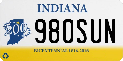 IN license plate 980SUN