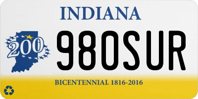 IN license plate 980SUR