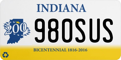 IN license plate 980SUS