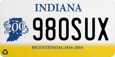 IN license plate 980SUX