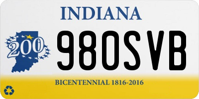 IN license plate 980SVB
