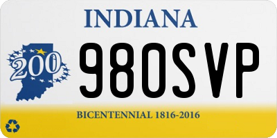 IN license plate 980SVP