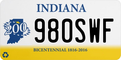 IN license plate 980SWF