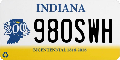 IN license plate 980SWH