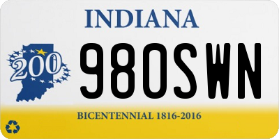 IN license plate 980SWN