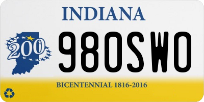 IN license plate 980SWO