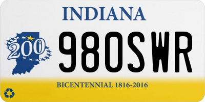 IN license plate 980SWR