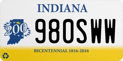 IN license plate 980SWW