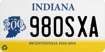 IN license plate 980SXA