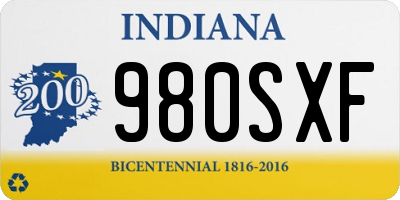 IN license plate 980SXF