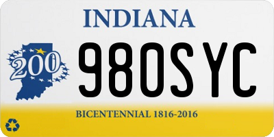 IN license plate 980SYC