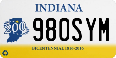 IN license plate 980SYM