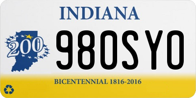 IN license plate 980SYO