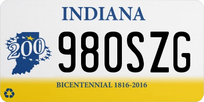 IN license plate 980SZG