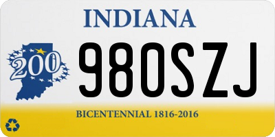 IN license plate 980SZJ