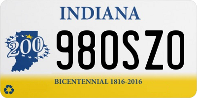 IN license plate 980SZO