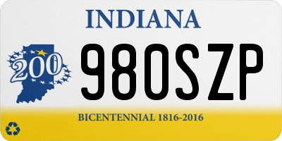 IN license plate 980SZP