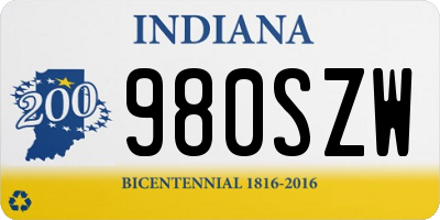 IN license plate 980SZW