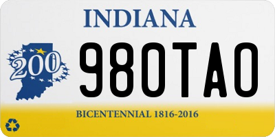 IN license plate 980TAO