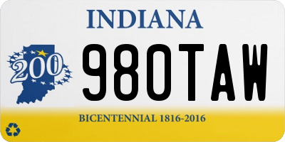 IN license plate 980TAW