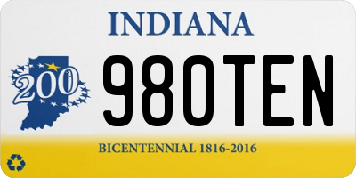 IN license plate 980TEN