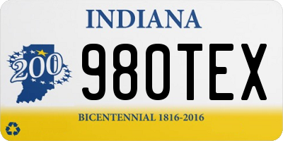 IN license plate 980TEX
