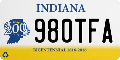 IN license plate 980TFA