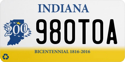 IN license plate 980TOA