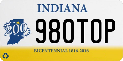 IN license plate 980TOP