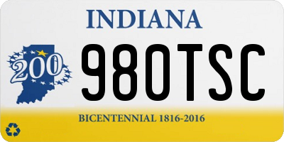 IN license plate 980TSC