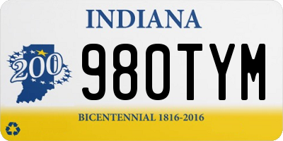 IN license plate 980TYM