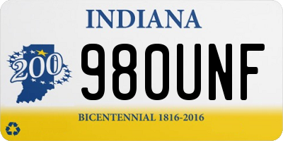 IN license plate 980UNF