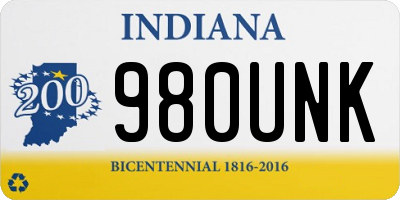 IN license plate 980UNK