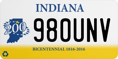 IN license plate 980UNV