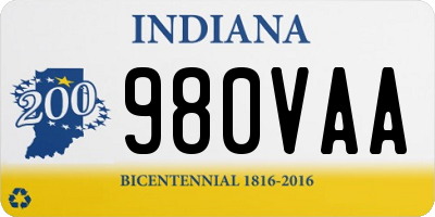 IN license plate 980VAA