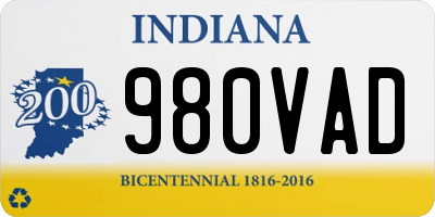 IN license plate 980VAD