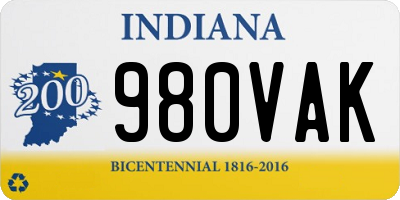 IN license plate 980VAK