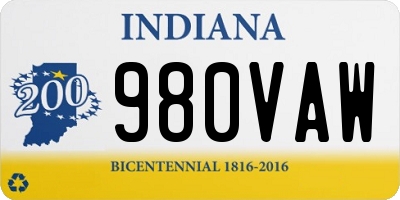 IN license plate 980VAW
