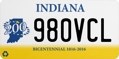 IN license plate 980VCL