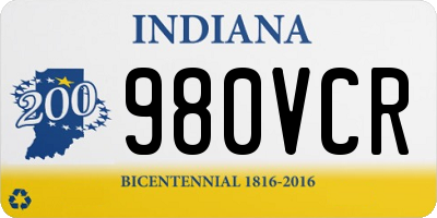 IN license plate 980VCR