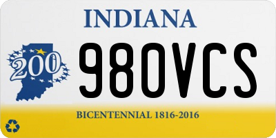IN license plate 980VCS