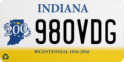 IN license plate 980VDG