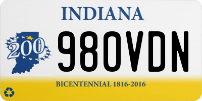 IN license plate 980VDN