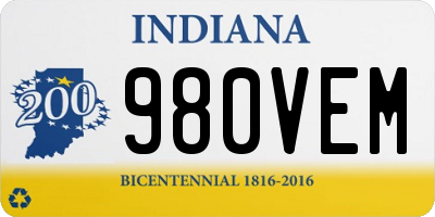 IN license plate 980VEM