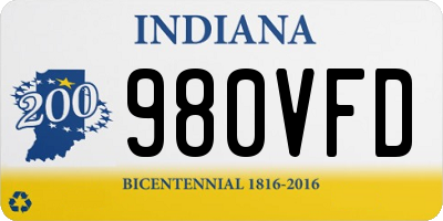 IN license plate 980VFD
