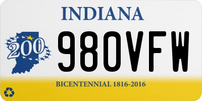 IN license plate 980VFW